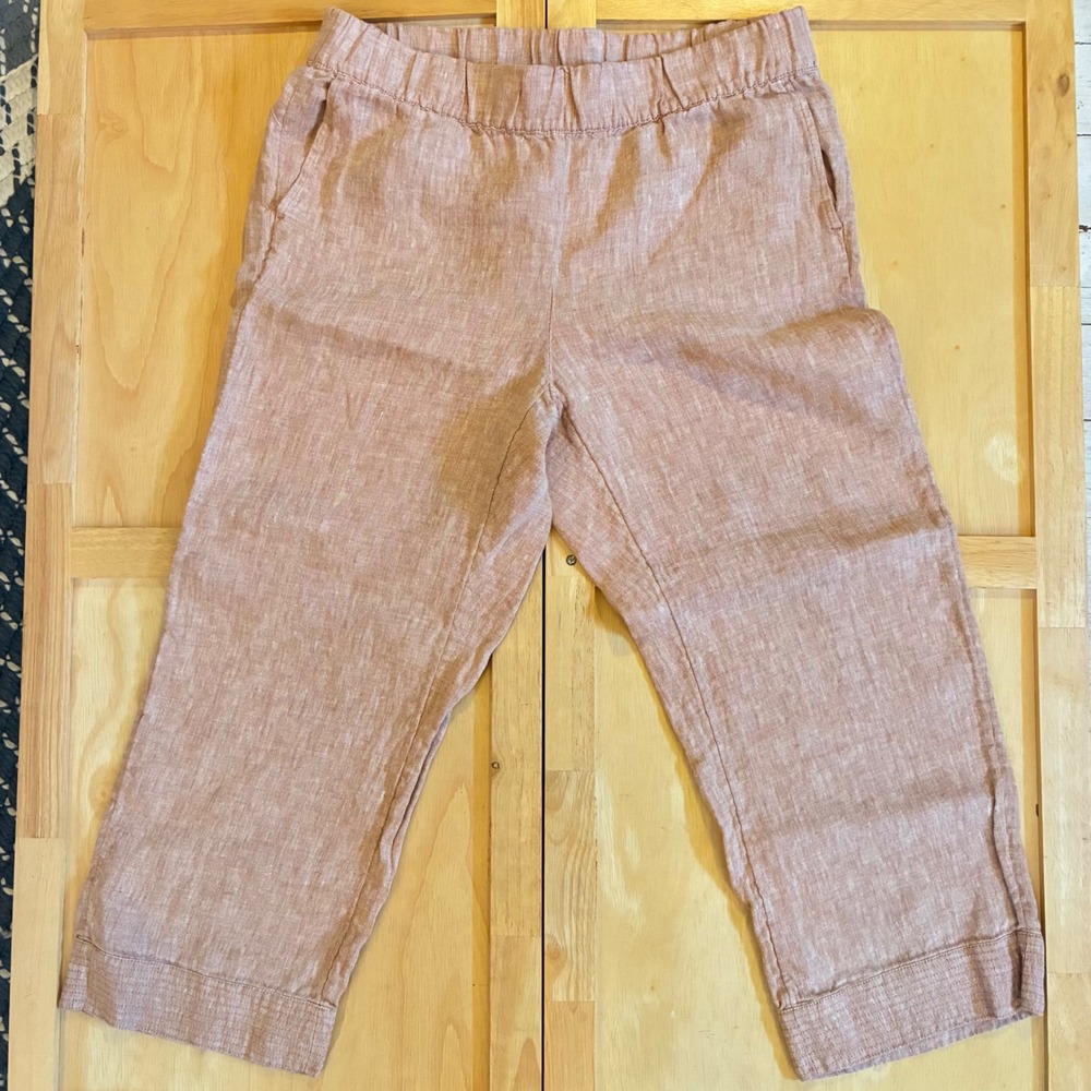 Eileen Fisher Linen Blend Drawstring Trousers in Blue, Pink, and Green - Picture 3 of 15